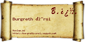 Burgreth Örsi névjegykártya